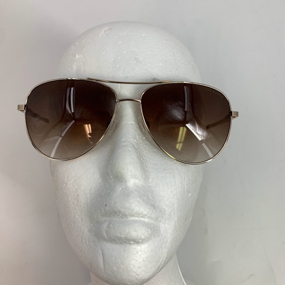 Ted Baker London Gold Aviator Sunglasses TWS226 57-14 Brown Gradient Lenses